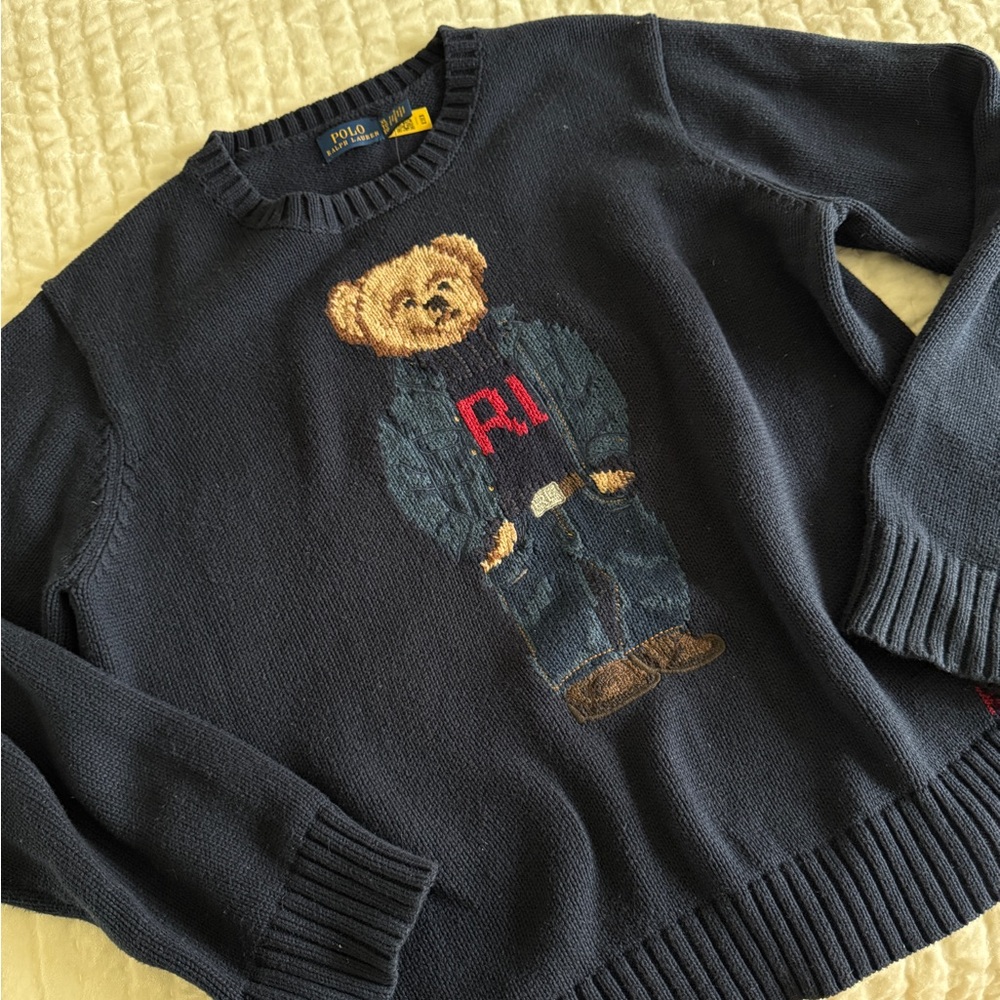 Ralph Lauren Blue Crewneck Sweater with Bear Design